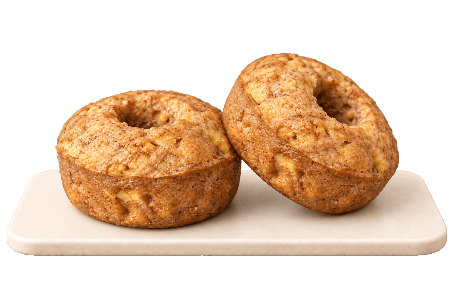 Two Just Nana Doughnanas on a low ceramic pedestal