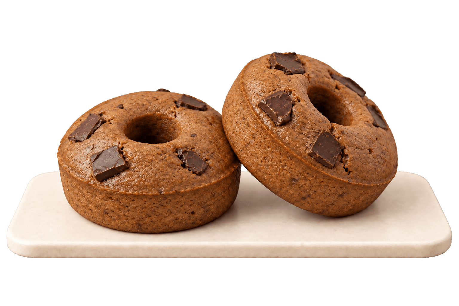 Two Original Doughnanas on a low ceramic pedestal
